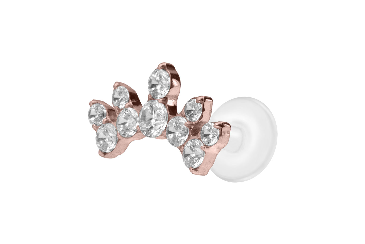 PTFE Labret Piercing mit Innengewinde + Titan-Aufsatz KRISTALLBOGEN